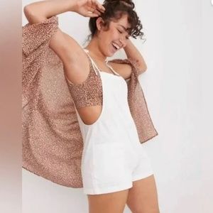 Aerie American Eagle white overalls jumpsuit women’s size medium